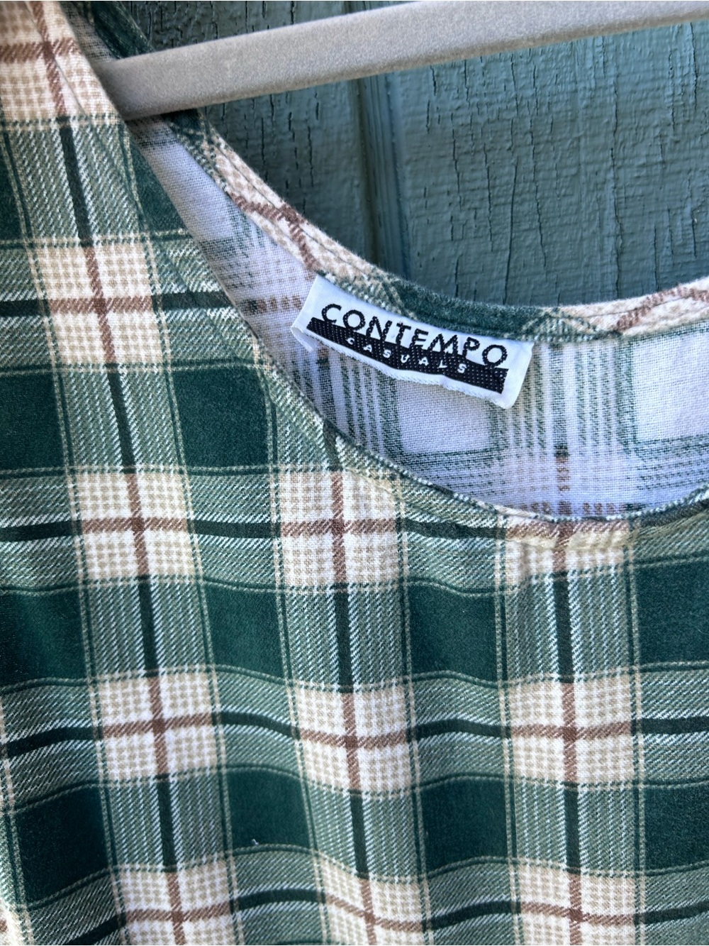 Vintage Green and White Plaid Mini Dress With Pockets - Picture 4 of 4